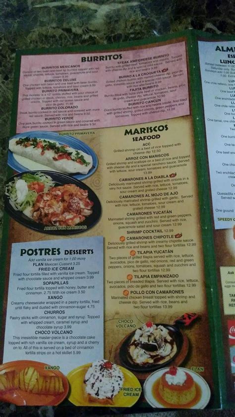 Menu at Fiesta Mexicana Garner restaurant, Garner, NC-42 #270