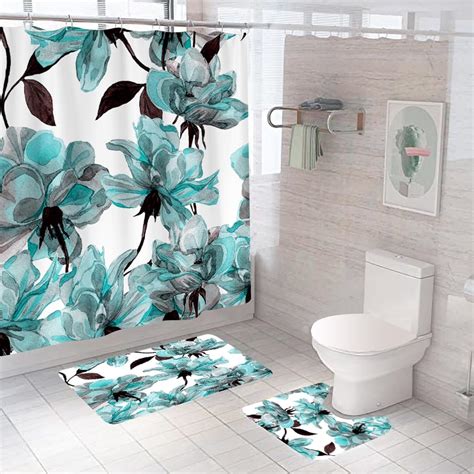 Kuber Industries Shower Curtain & Bathmat Set | Non-Slip Bath mats for ...