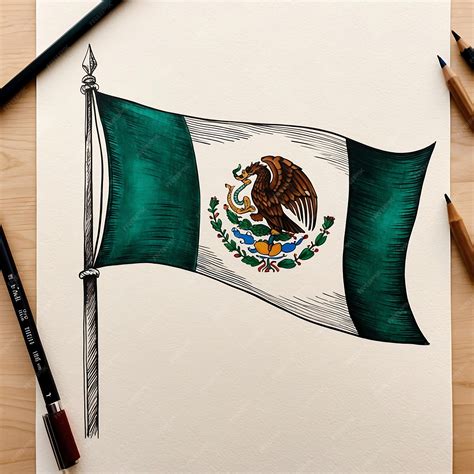Simple and Clean Mexican Flag Drawing for Professional Use | Premium AI ...