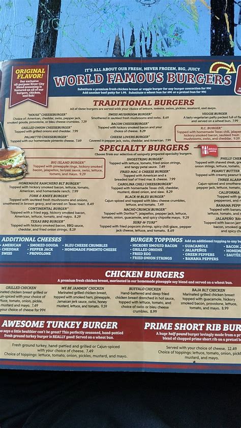 Menu at River City Cafe, Surfside Beach, 11 N Seaside Dr