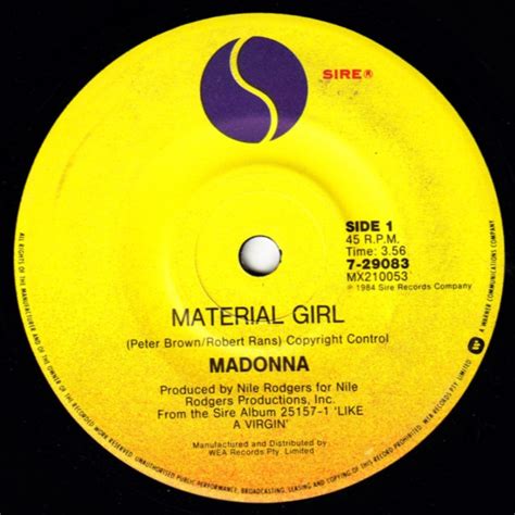 Madonna - Material Girl (Vinyl, 7", 45 RPM, Single) | Discogs