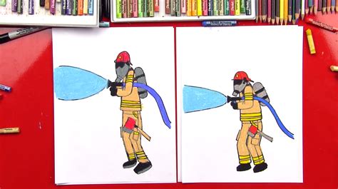 How To Draw A Firefighter - Art For Kids Hub