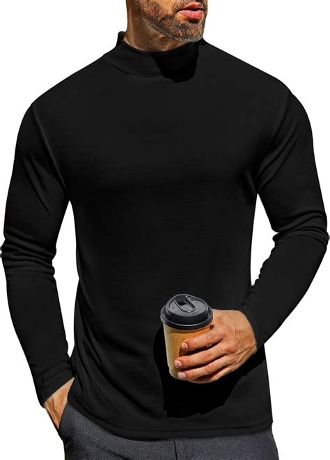 Ekouaer Men's Mock Turtleneck Long Sleeve Turtle Neck Tops Lightweight ...