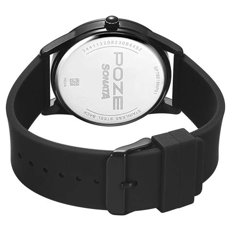 Poze by Sonata Quartz Analog Black Dial Silicone Strap Watch for Men