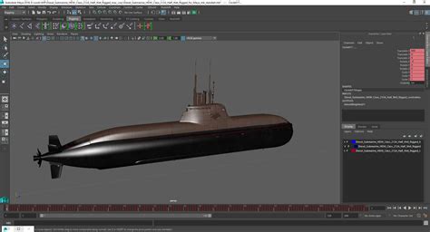 3D Diesel Submarine HDW Class 212A Half Wet Rigged for Maya | 3D Molier ...
