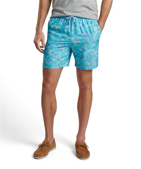 Men's Big & Tall Peter Millar Blue Hawaii Print Swim Trunk | Westport ...