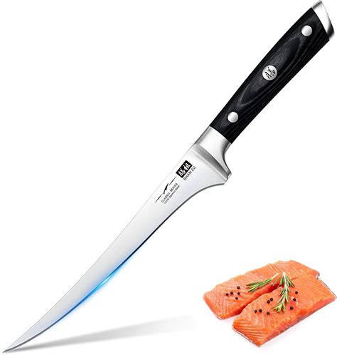 SHAN ZU 7 Inch Filleting Knife - Edge Boning Fish and Meat, Super Sharp Carbon Stainless Steel ...