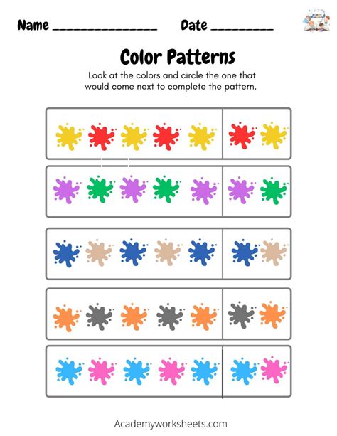 Color Pattern Worksheet 的图像结果