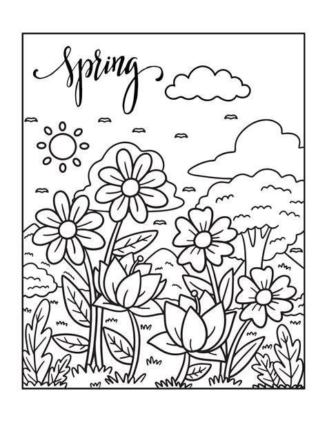 Spring Flowers Coloring Pages (Free PDF Printables)
