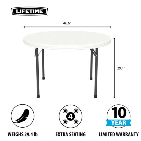 New 2960 Lifetime Folding Tables 48" Round White Granite Folding Table