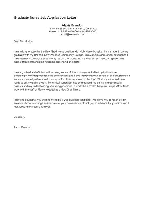 Job Application Letter for Graduate Nurse - Nursing Position