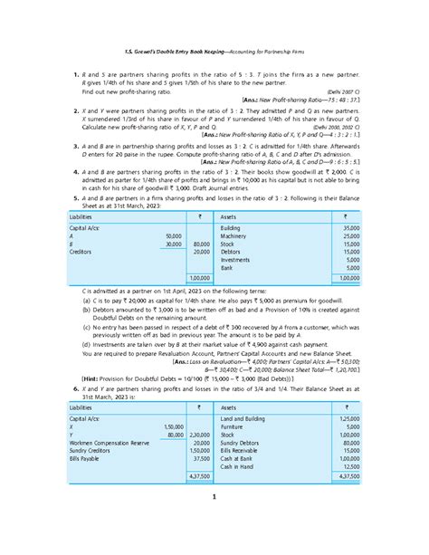 Chapter-4 Additional and Missing Value Questions - R and S are partners ...