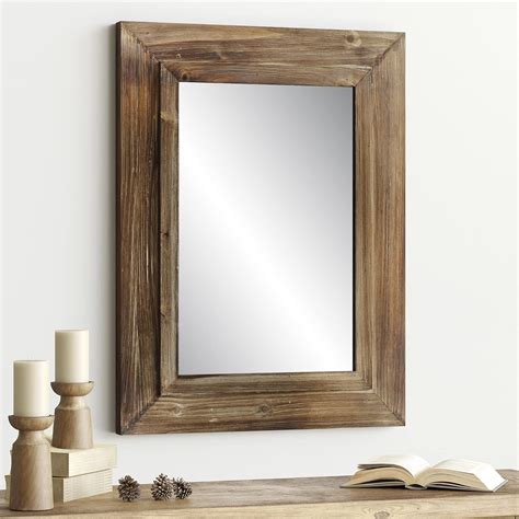 Buy Barnyard Designs 24x32 Dark Wood Farmhouse Wall Mirror, Wooden ...