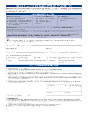 Uob Reinstatement Form - Fill and Sign Printable Template Online