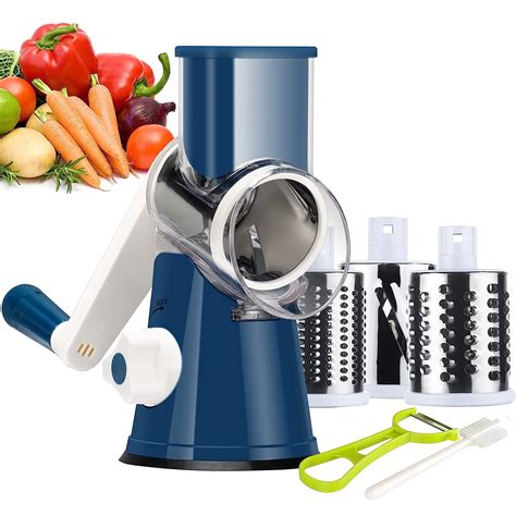 Buy Rotary Cheese Grater Round Mandolin Slicer, Ourokhome Handheld ...