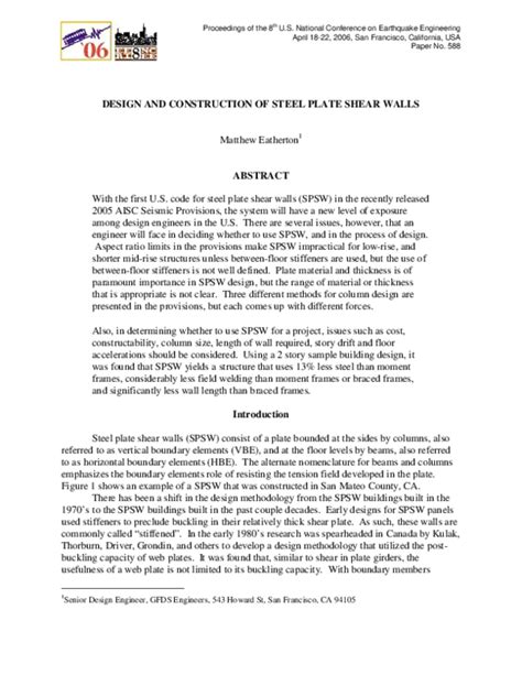 Design Procedure for Steel Plate Shear Wall Using Is Code 的图像结果