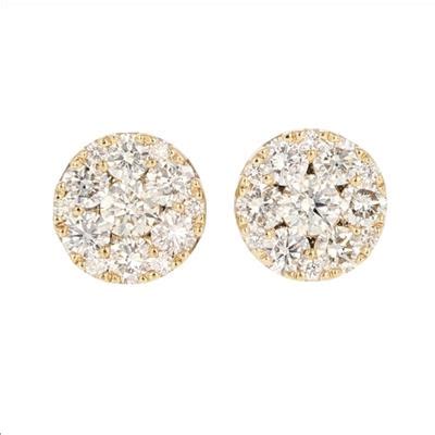 .25ctw Round Cut Diamond Cluster Screw Back Stud Pair Earrings 10k ...
