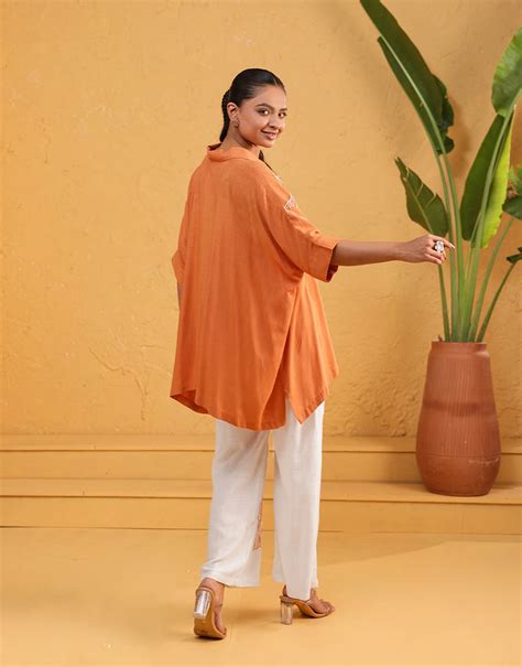ELORA ORANGE LOOSE FIT CO-ORD SET – Studio Misri
