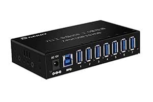 USB 3.0 Hub, Metal Case Mountable 7-Port USB Hub with 12V/3A Power ...