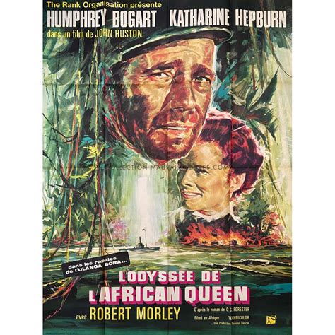 L'ODYSSEE DE L'AFRICAN QUEEN affiche de film - 120x160 cm. - 1951/1960 ...