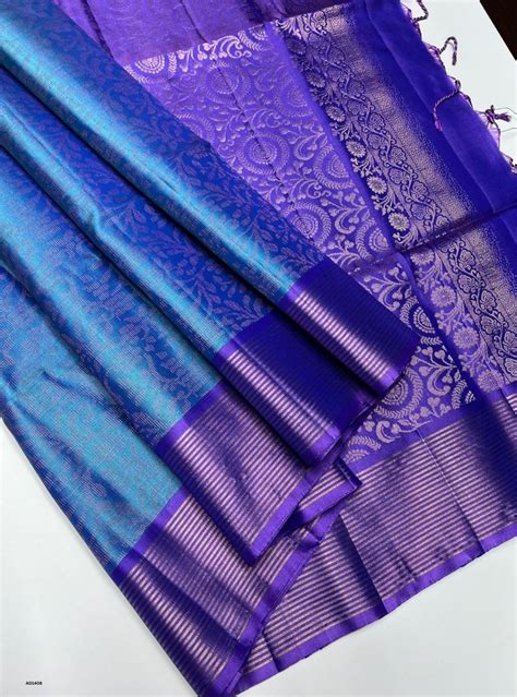 Peacock Blue & Purple - Soft Silk Saree