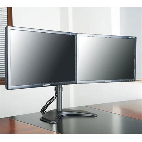 Renewed Dual Monitor Stand, Free Standing Height Adjustable Two Arm Mo ...