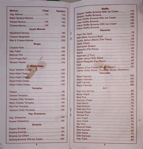 Menu at Food Carnival, Kalyan