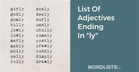 List Of Adjectives Ending In "ly"