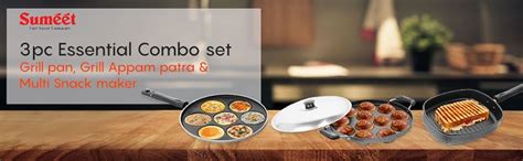 Buy Sumeet Non Stick Essential Multi Snack Maker Combo Set (Silver; - 7 ...