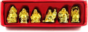 SK Craft Feng Shui Golden Laughing Buddha 6 Figurines Set Happy Man ...
