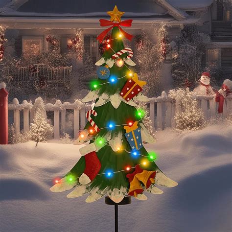 Amazon.com: LIGHTSHINE Metal Christmas Tree with Solar LED Lights and ...