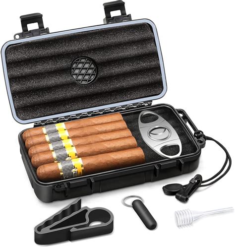Flauno Travel Cigar Humidor Case - Portable Cigar Box kit with ...