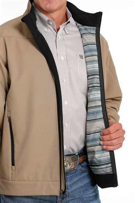 Men's Cinch Jacket, Bonded, Sand Tan with Aztec Arm Logo - Chick Elms ...