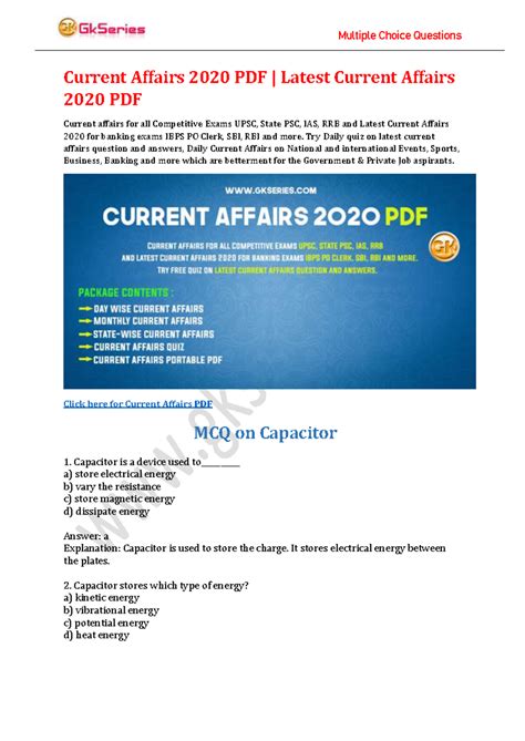 Mcq-on-capacitor - Useful for psc exams - Current Affairs 2020 PDF ...