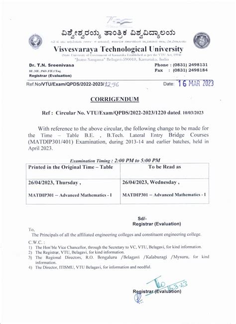 CORRIGENDUM – Time Table for Bridge Course (MATDIP301), April 2023 ...