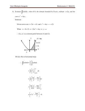 Multiple integrals - 1. Evaluate R xydxdy, where R is the domain ...