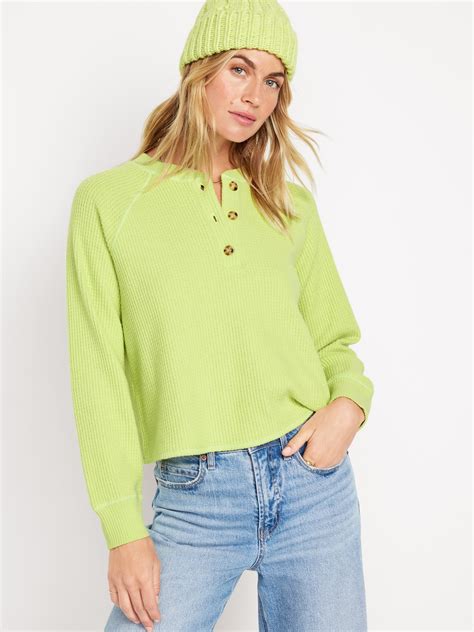 Plush Waffle-Knit Henley Top | Old Navy