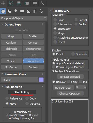 Image result for ProBoolean in 3DS Max