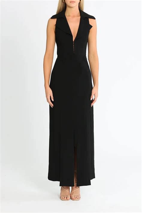 Hire Collared Maxi Dress in Black | Cue | GlamCorner