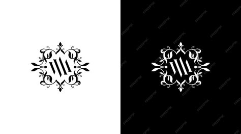 Vintage w Vektor-Logo-Monogramm-Buchstabe Anfangsschwarz-Weiß-Icon ...