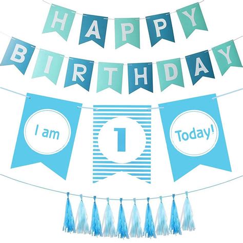 TOYMYTOY Bunting Banners Garland Set Happy Birthday Decorations 1st ...