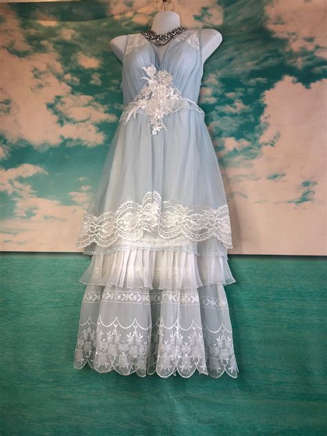 French blue & white ethereal boho short wedding dress by | Etsy