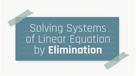 Image result for Linear System Using Elimination