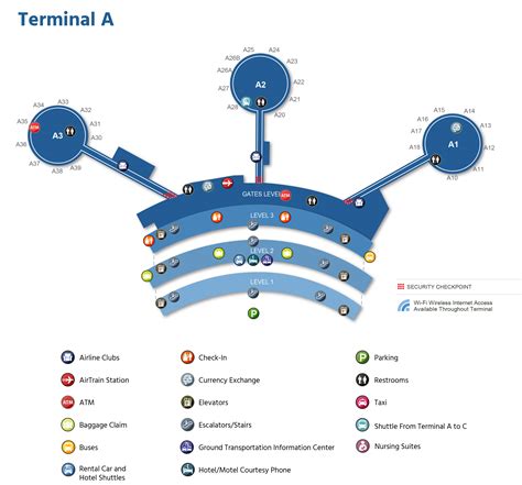 Newark Liberty Airport Map (EWR) - Printable Terminal Maps, Shops, Food ...