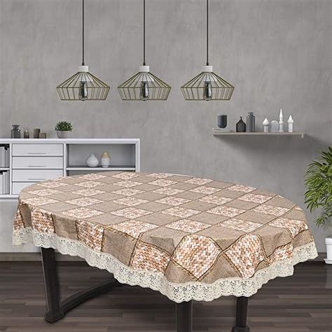Buy DAZE Decor PVC 6 Seater (Small) Oval Shape Dining Table Cover with ...
