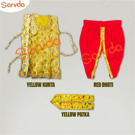 Yellow Kurta, Red Dhoti & Patka Krishna Dress – Sarvda