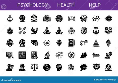 Psychology Mental Health Human Mind Symbols, Themed Icon Collection ...