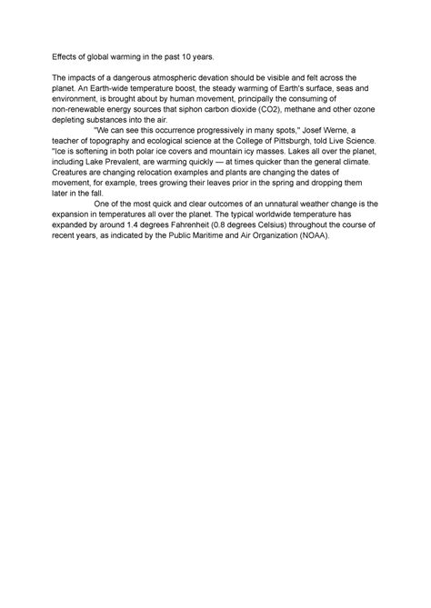 Effects of global warming in the past 10 years - The impacts of a ...