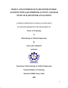 Design and Synthesis of H3 Receptor Inverse Agonists with AchE ...