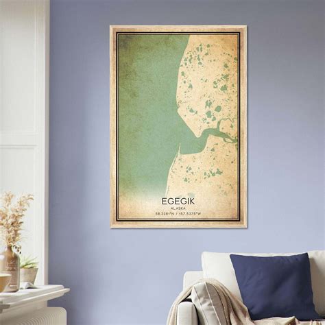 Vintage Egegik Alaska Map Poster, Egegik AK City Road Wall Art Print - Custom Maps & Posters